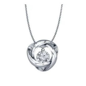 90 Facet .09 Diamond Love Knot Pendant Sterling Silver With 18” Box Chain